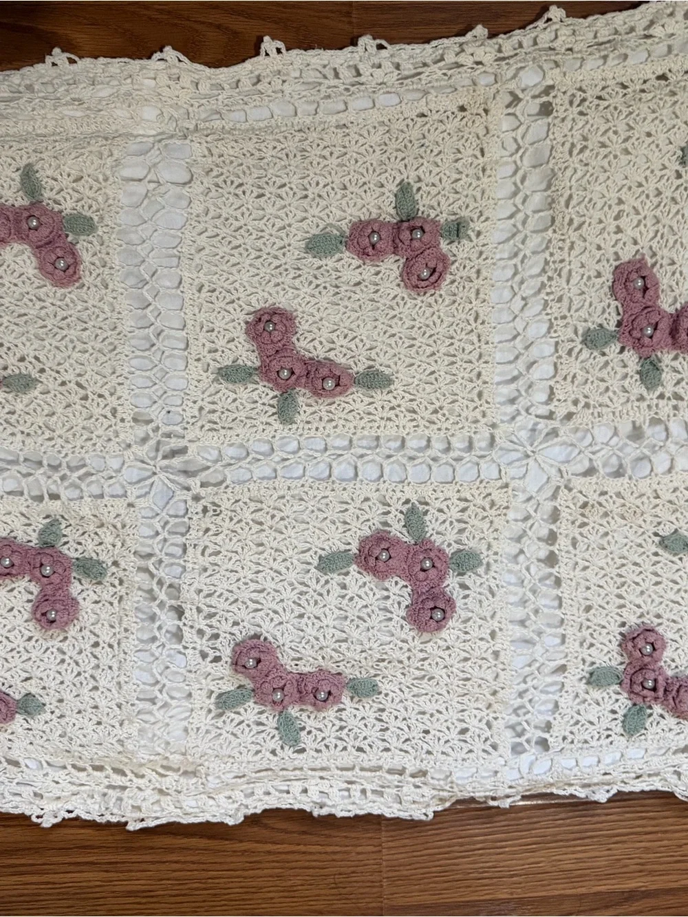 Handmade delicate crocheted